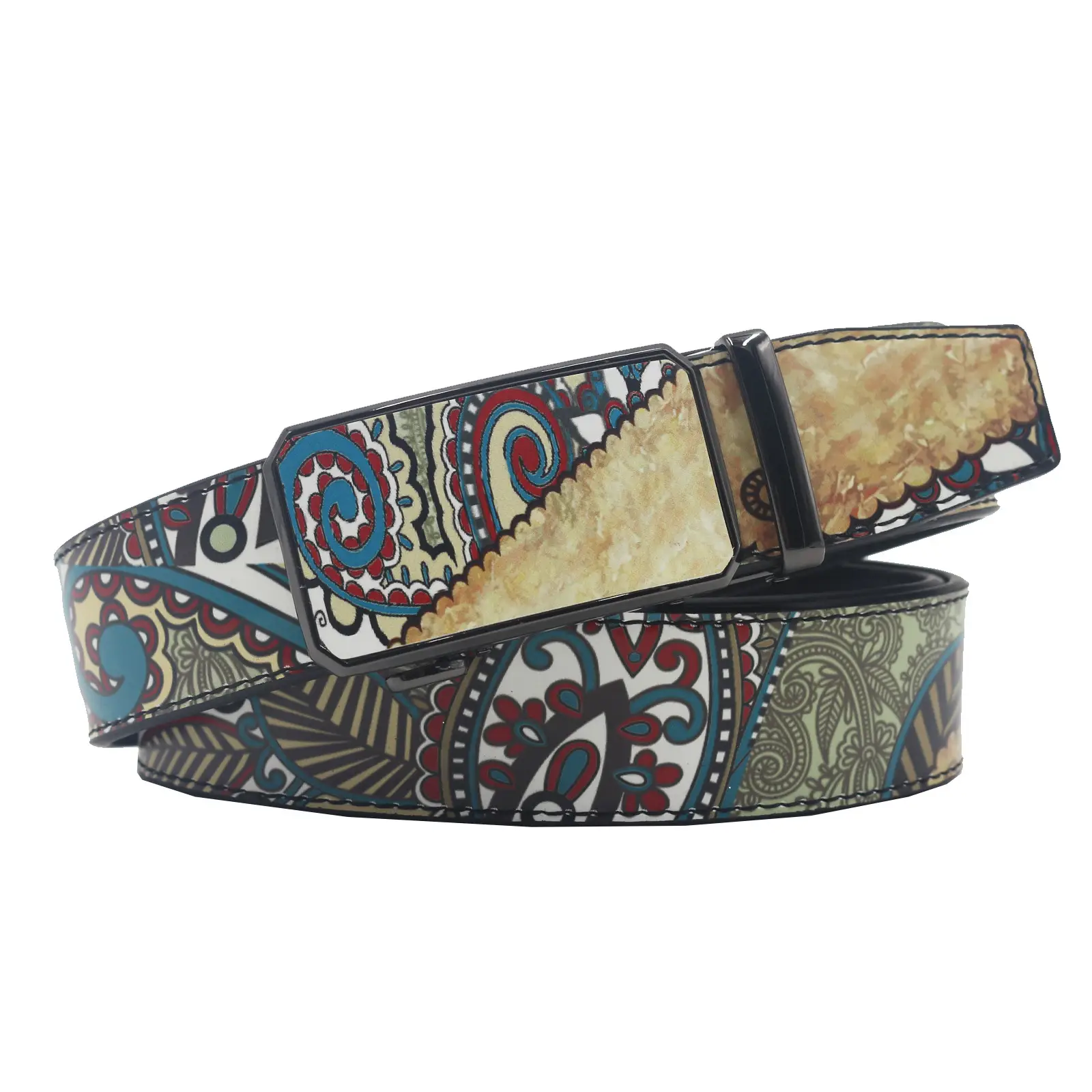 Retro Cross-Country Print Belt with Automatic Buckle - Image 4