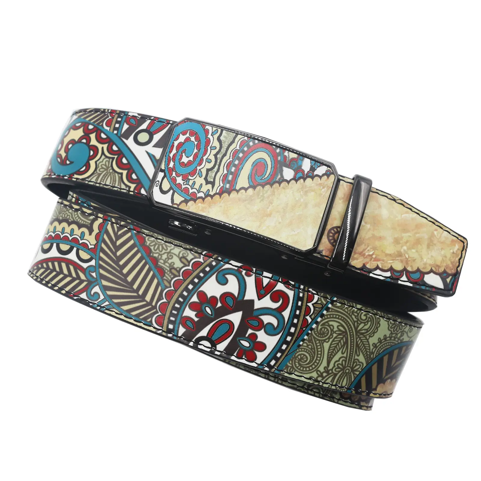 Retro Cross-Country Print Belt with Automatic Buckle - Image 5