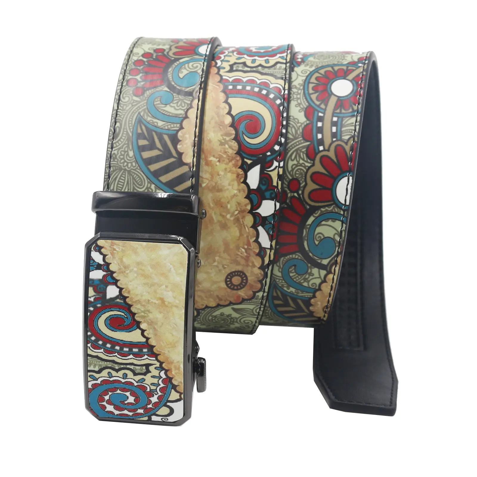 Retro Cross-Country Print Belt with Automatic Buckle — feature 2