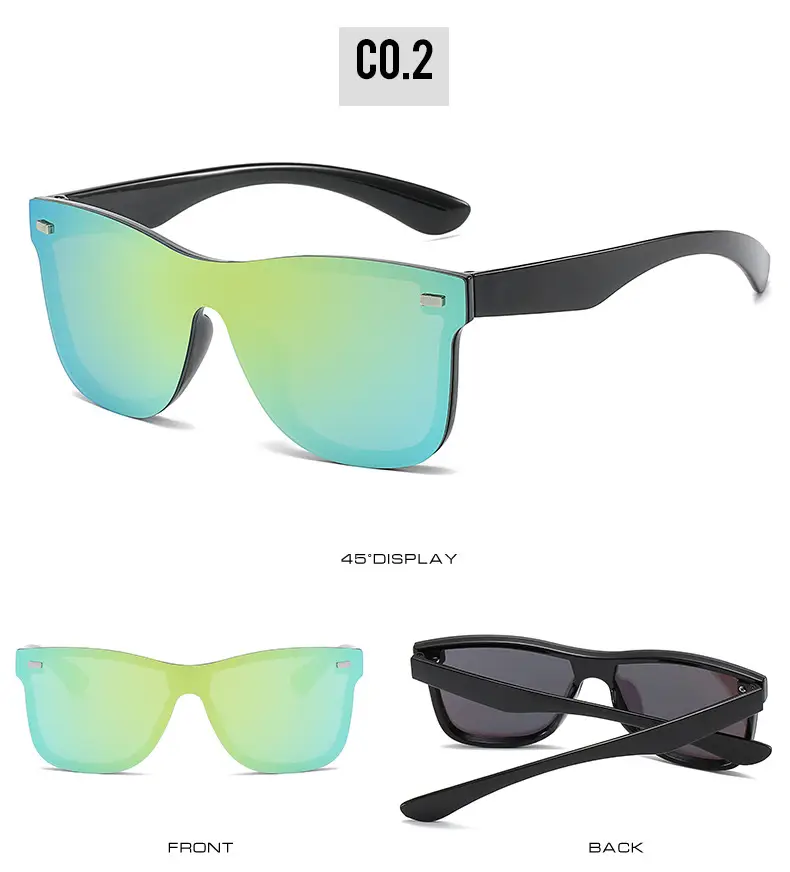 Trendy Blue Mirror Sunglasses One-Piece Frame β feature 10