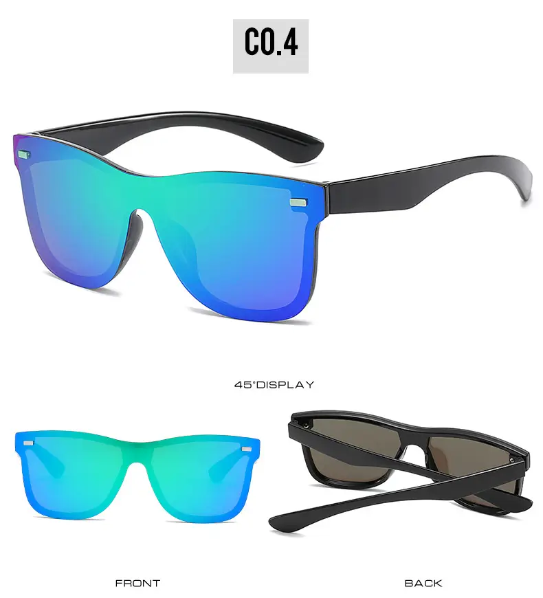 Trendy Blue Mirror Sunglasses One-Piece Frame β feature 12
