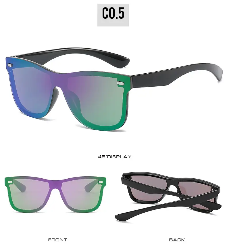 Trendy Blue Mirror Sunglasses One-Piece Frame β feature 13