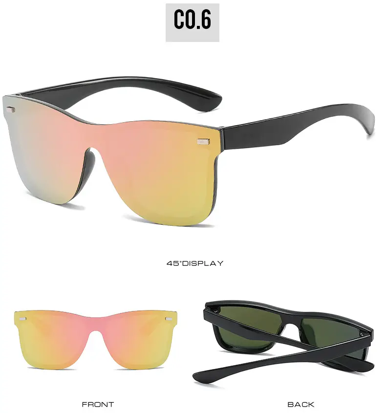 Trendy Blue Mirror Sunglasses One-Piece Frame β feature 14