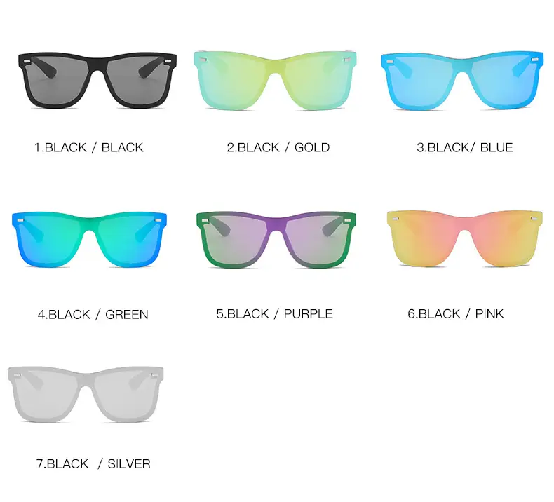 Trendy Blue Mirror Sunglasses One-Piece Frame β feature 5
