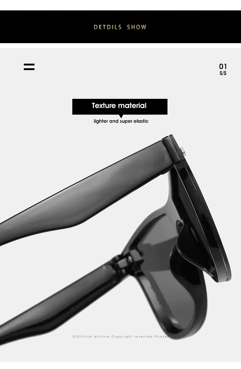Trendy Blue Mirror Sunglasses One-Piece Frame β feature 6