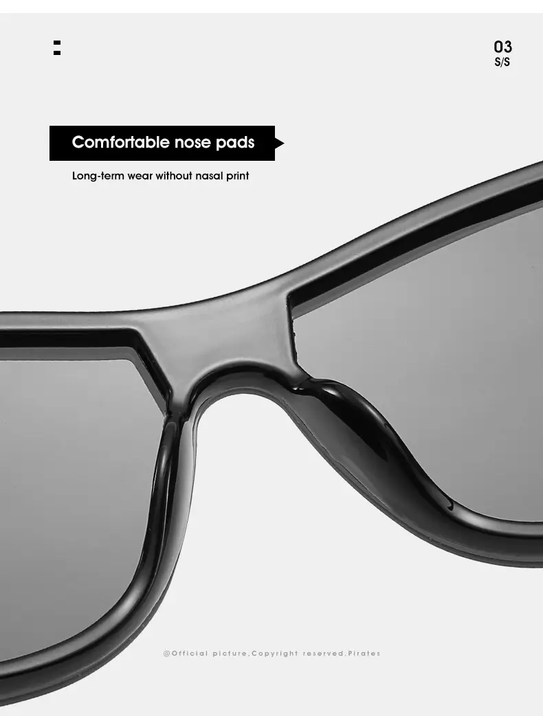 Trendy Blue Mirror Sunglasses One-Piece Frame β feature 8
