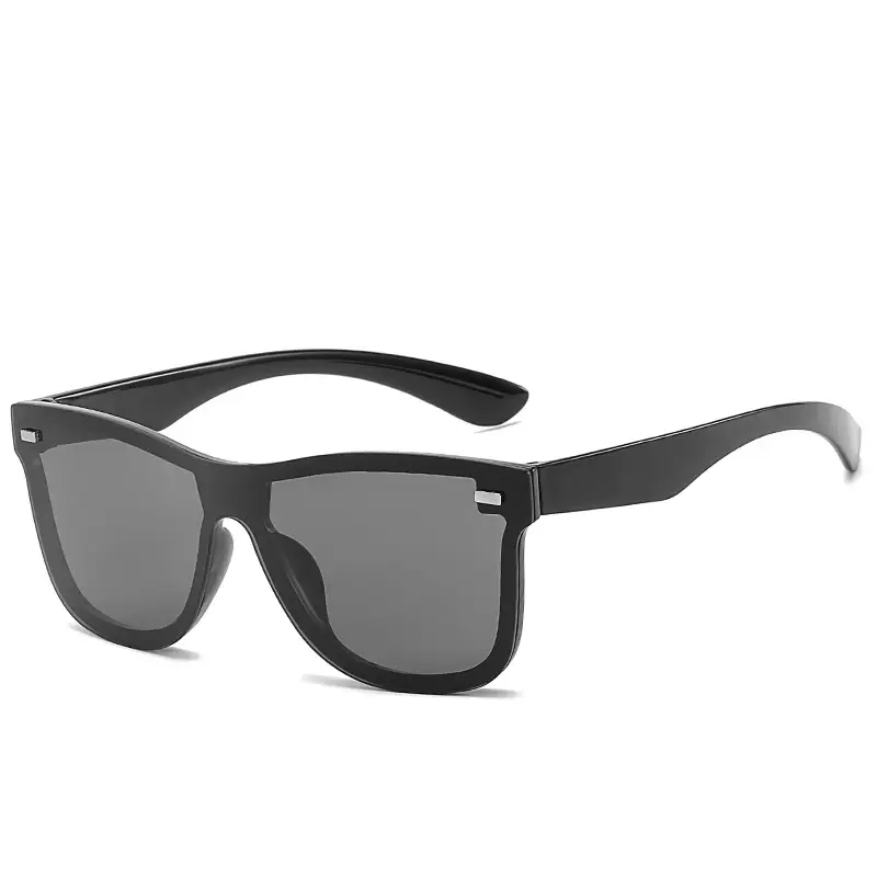 Trendy Blue Mirror Sunglasses One-Piece Frame