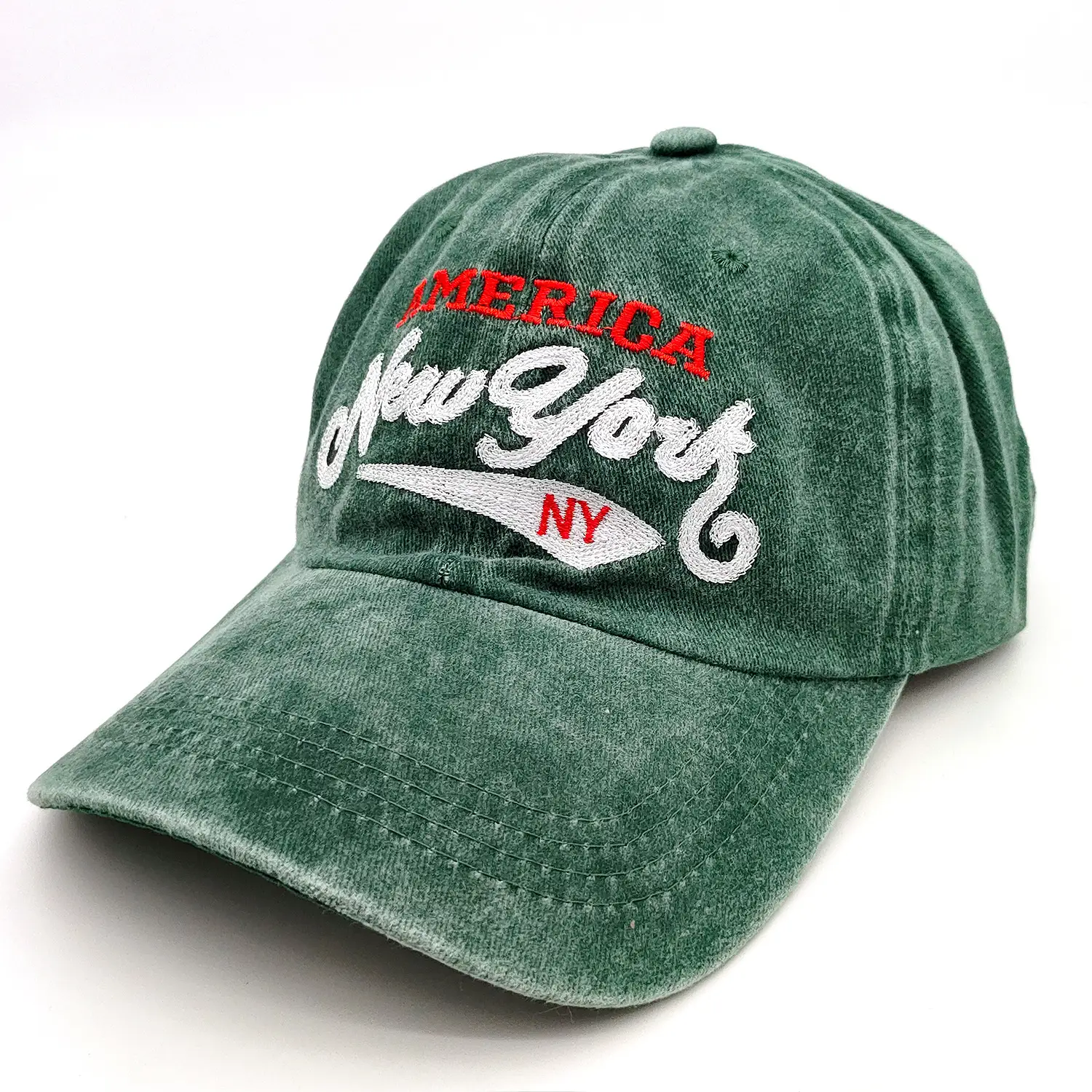 Vintage Washed Denim Cap America New York Embroidered - Image 4