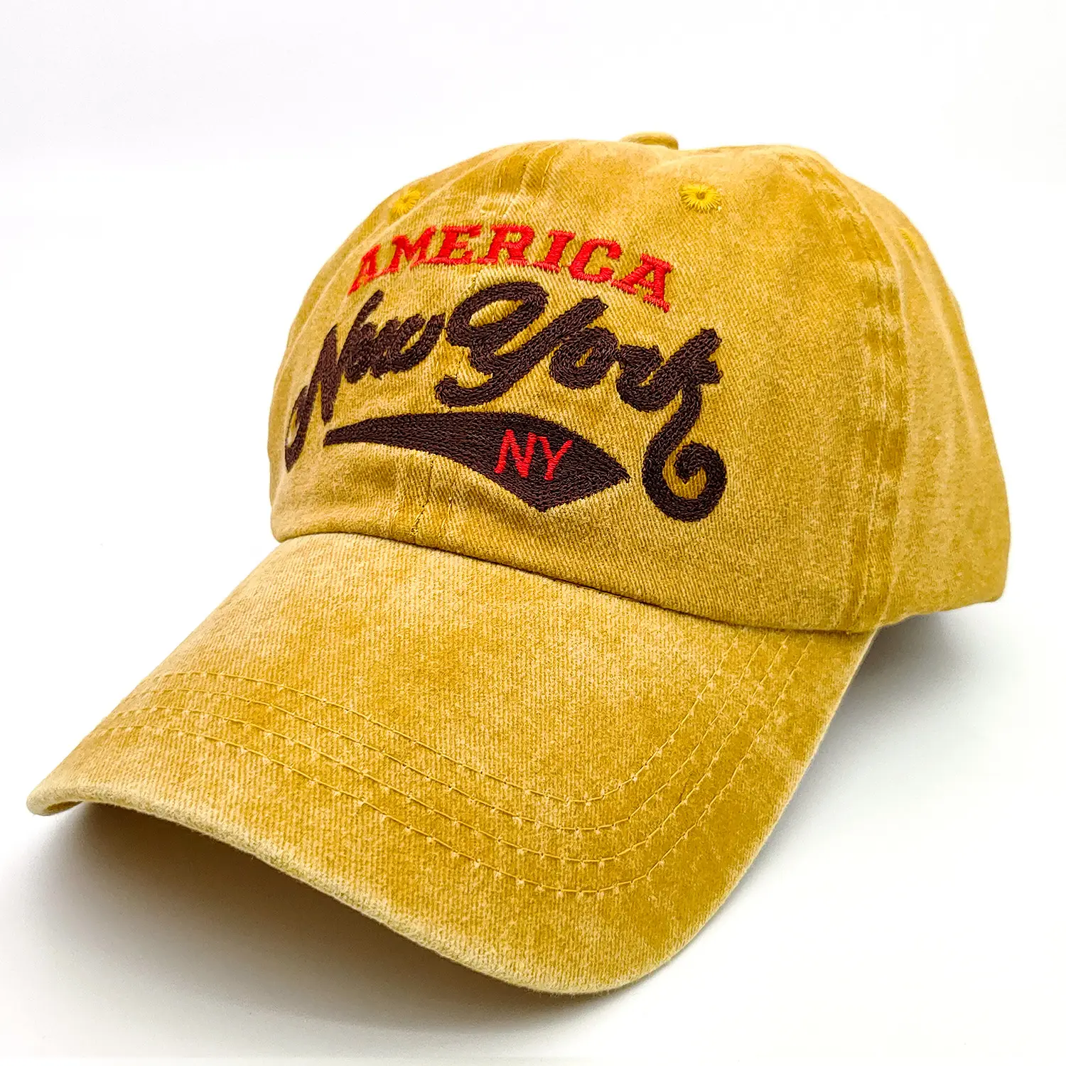 Vintage Washed Denim Cap America New York Embroidered - Image 2