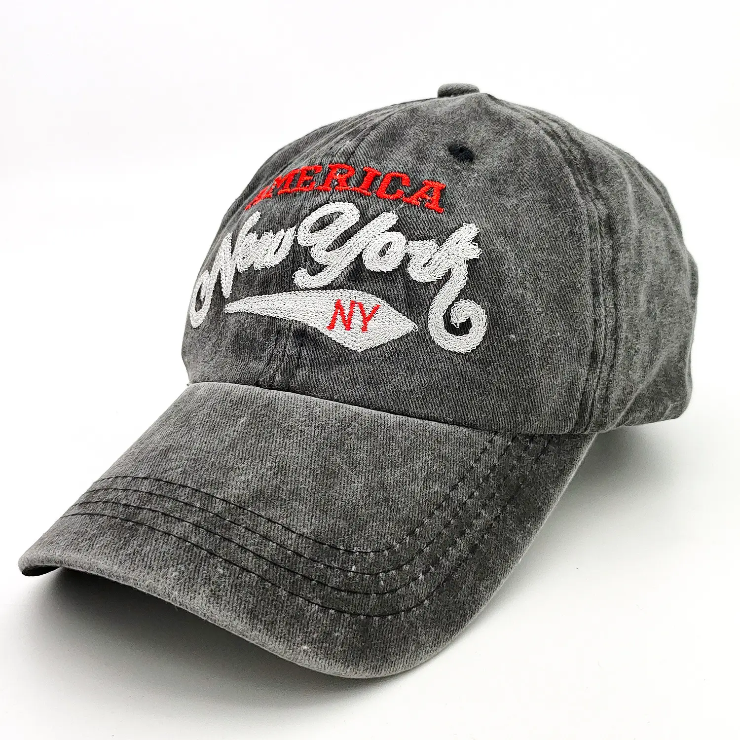 Vintage Washed Denim Cap America New York Embroidered - Image 3