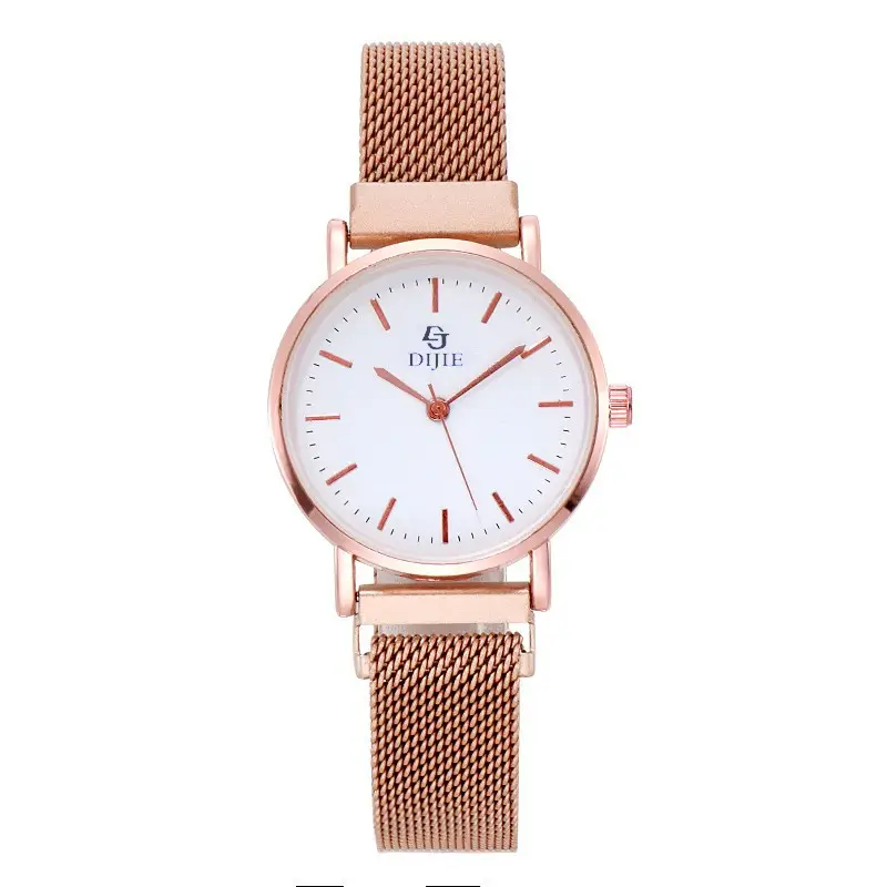 Korean Style Quartz Watch for Women Rose Gold Black Strap - Image 5