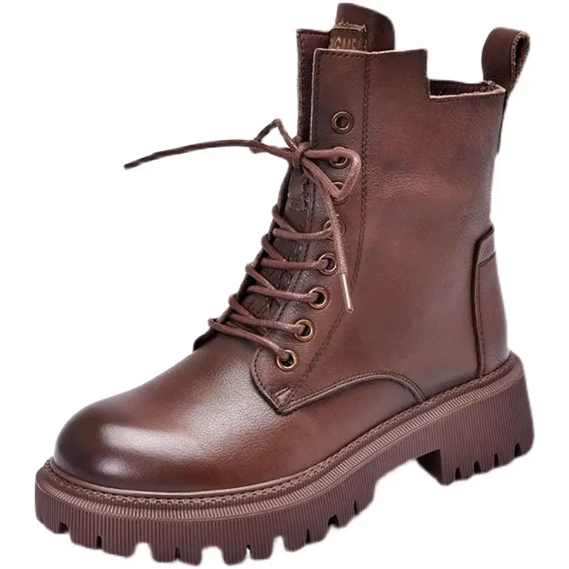 Boots for Women 2025 Autum New Thick Heel Medium Heel Short Boots Side Zipper British Style Women's Fashion Motorcycle Boots - Image 5