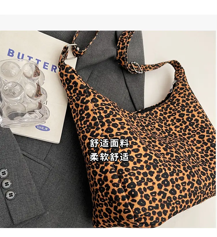 Leopard Print Velvet Shoulder Bag Large Capacity — feature 6