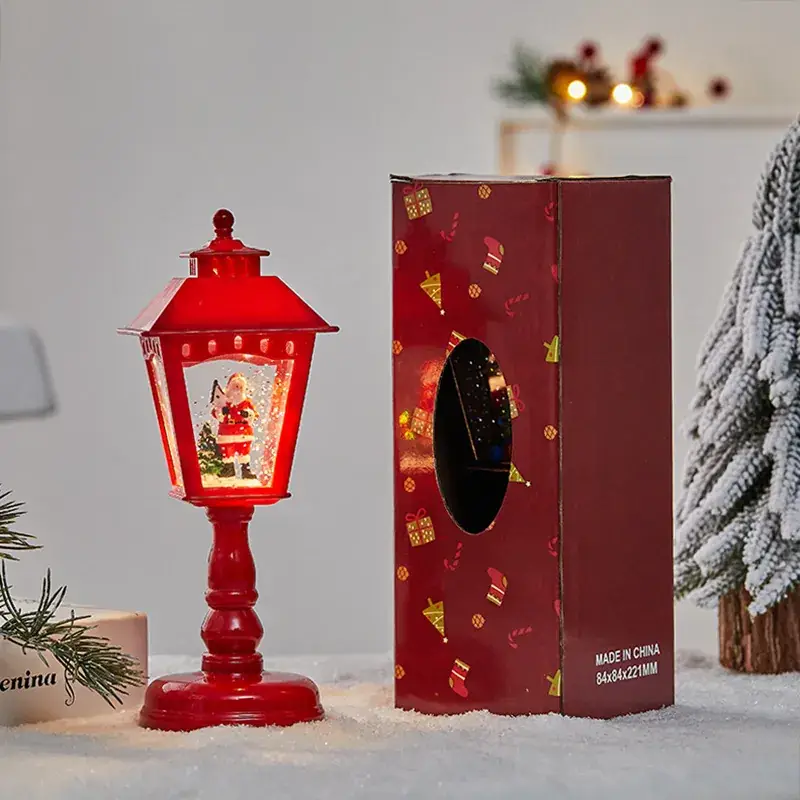 Red Four Corner Table Lamp with LED Light & Decor Box - Image 7