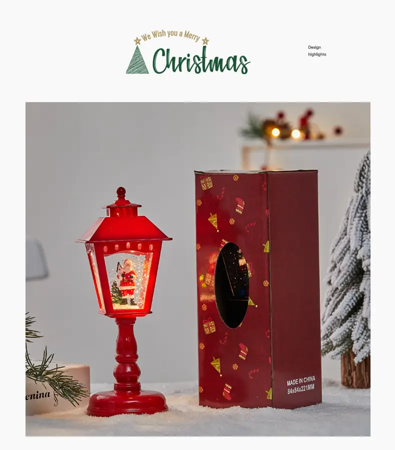 Red Four Corner Table Lamp with LED Light & Decor Box — feature 7