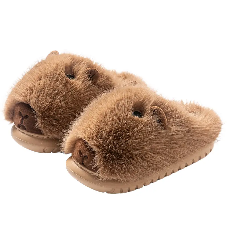 2025 New Cotton Slippers for Women, Winter Fashion, Cute Capybara Cartoon, Indoor Home Plush Thick-Soled Warm Slippers - Image 7