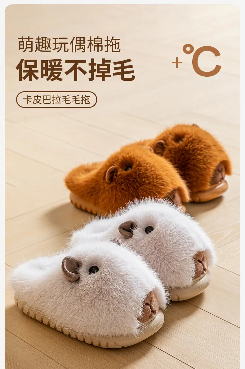 2025 New Cotton Slippers for Women, Winter Fashion, Cute Capybara Cartoon, Indoor Home Plush Thick-Soled Warm Slippers — feature 2