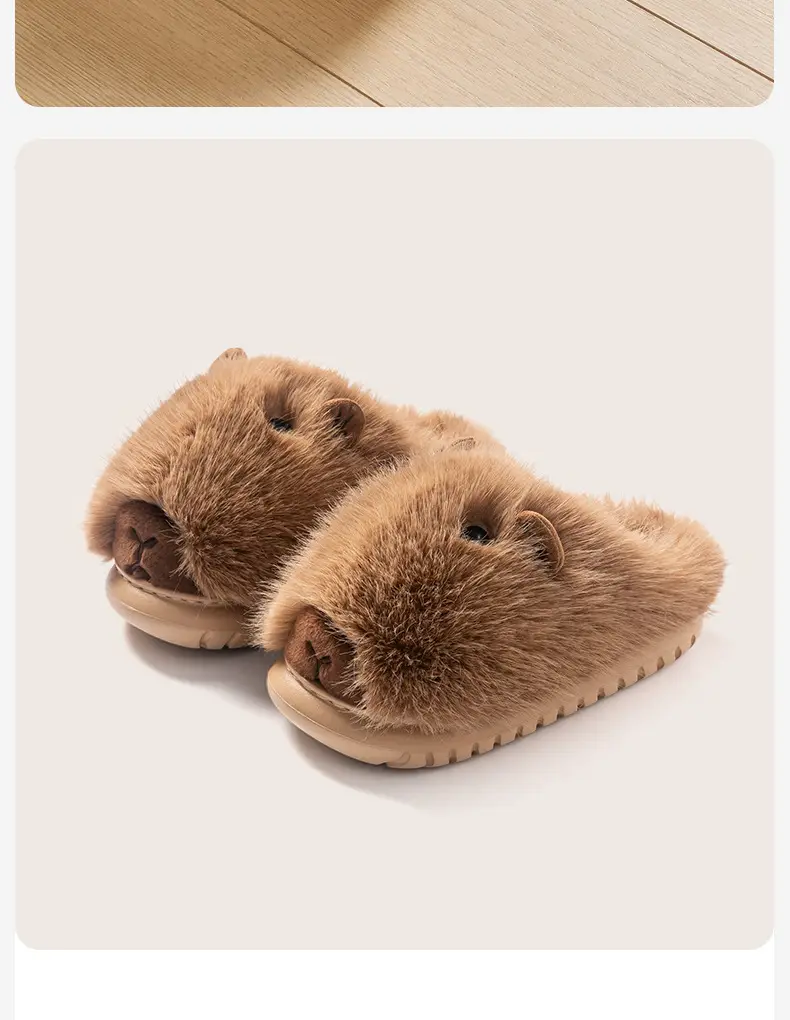 2025 New Cotton Slippers for Women, Winter Fashion, Cute Capybara Cartoon, Indoor Home Plush Thick-Soled Warm Slippers — feature 3