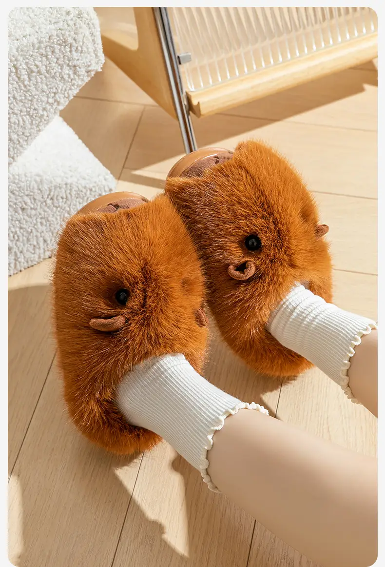 2025 New Cotton Slippers for Women, Winter Fashion, Cute Capybara Cartoon, Indoor Home Plush Thick-Soled Warm Slippers — feature 6