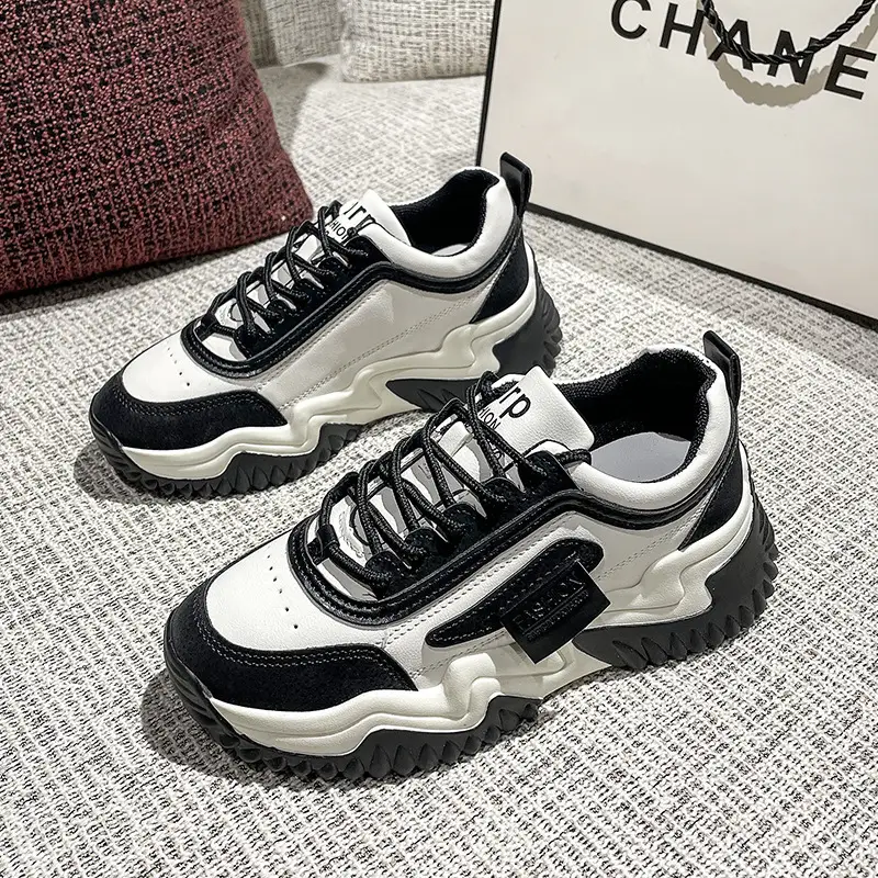 Women's Dad Sneakers Ins 2025 Spring and Autumn New Versatile Color-Blocking Thick-Soled Height-Increasing Casual Sports Shoes Trendy