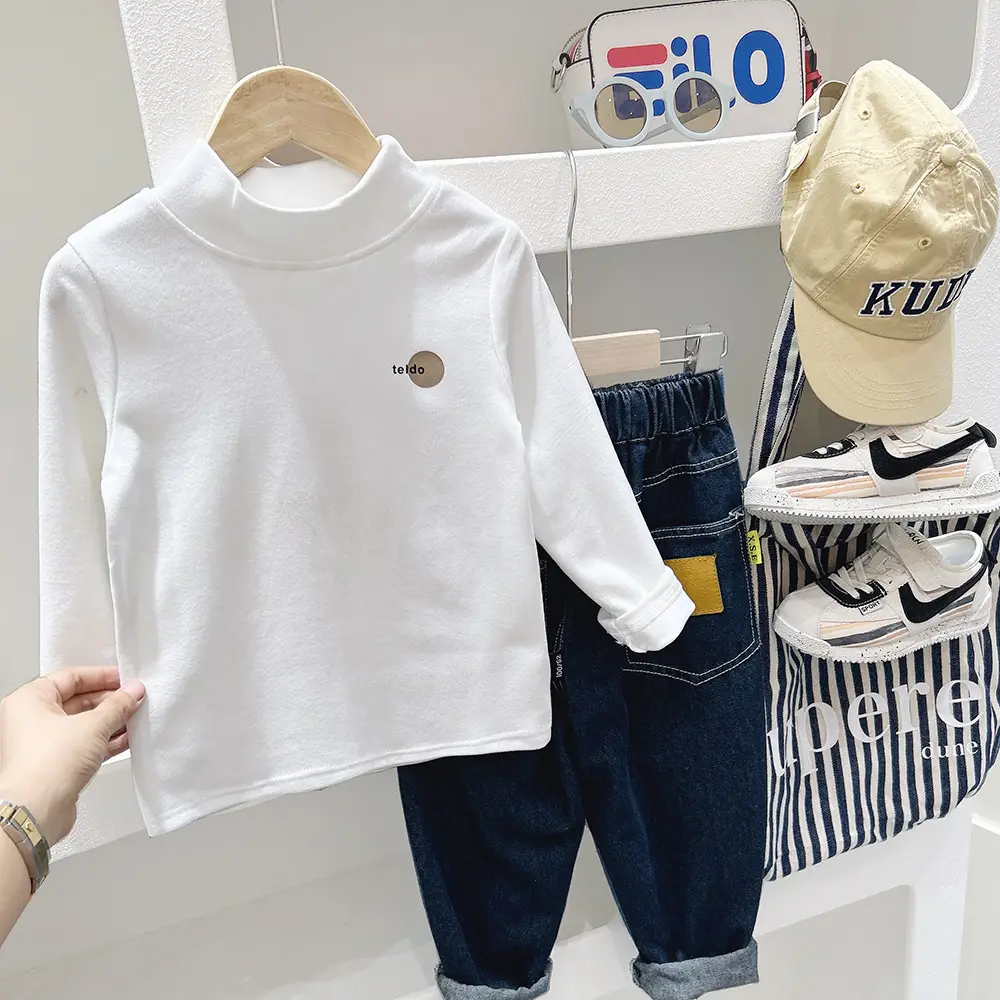 Children's White Letter Long Sleeve T-Shirt Set - Image 7