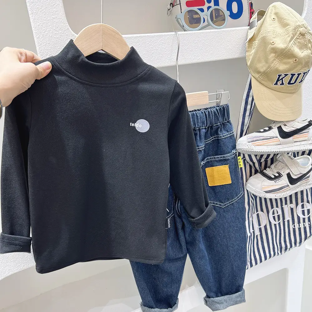 Children's White Letter Long Sleeve T-Shirt Set — feature 2