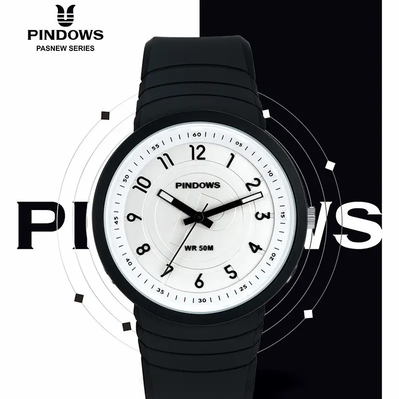 PINDOWS Quartz Watch Light Blue Silicone Band - Image 7