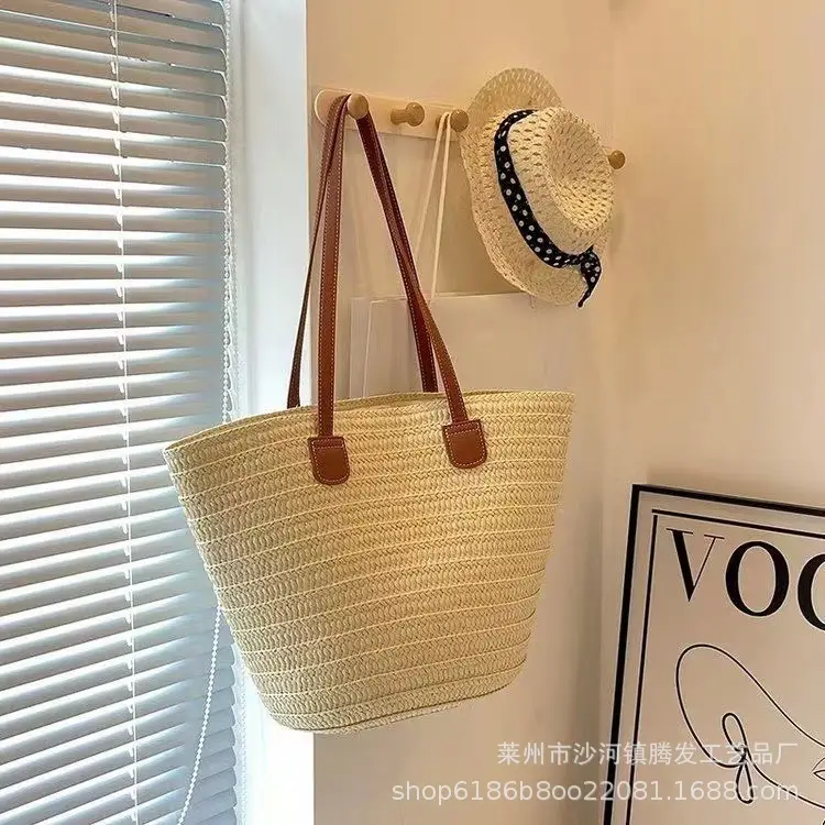Women Straw Shoulder Bag Large Capacity Beach Commute — feature 5