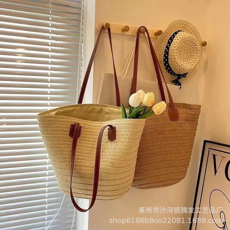 Women Straw Shoulder Bag Large Capacity Beach Commute — feature 6