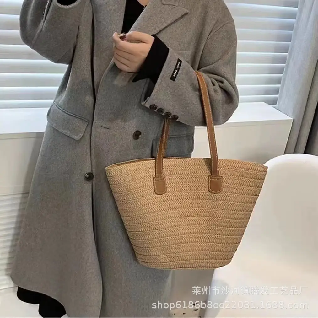 Women Straw Shoulder Bag Large Capacity Beach Commute — feature 7