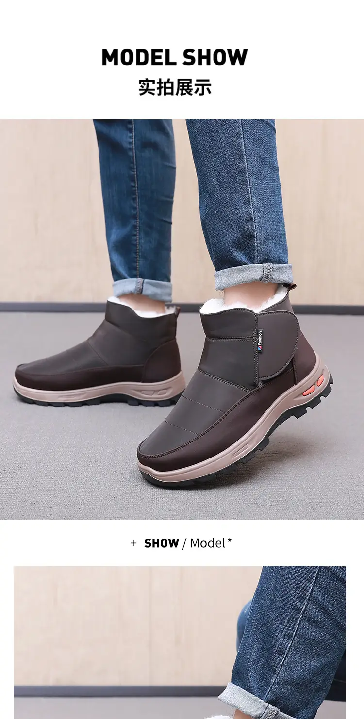 Men's Cotton Shoes Winter New Old Beijing Wool Warm Non-slip High-top Snow Boots Soft Sole fleece-lined Thick Dad Shoes — feature 15