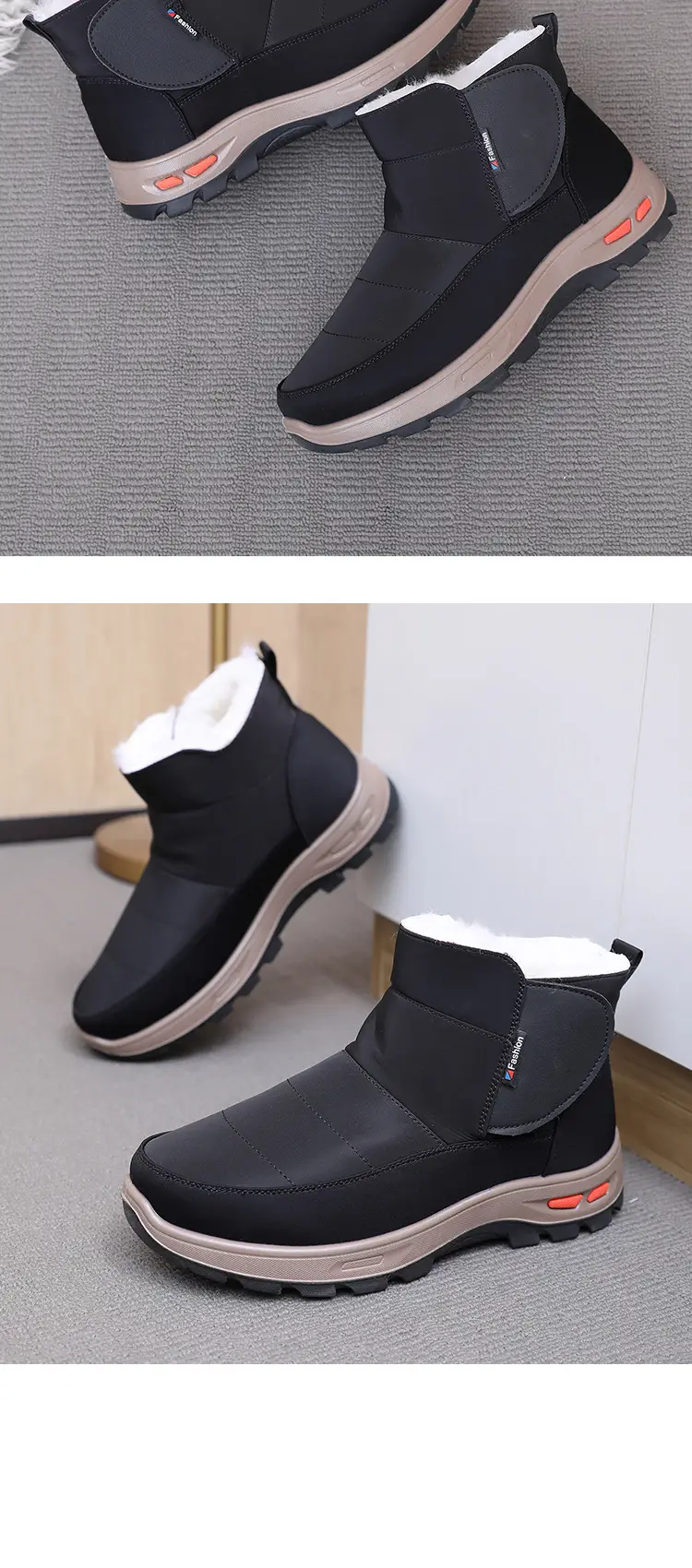 Men's Cotton Shoes Winter New Old Beijing Wool Warm Non-slip High-top Snow Boots Soft Sole fleece-lined Thick Dad Shoes — feature 25
