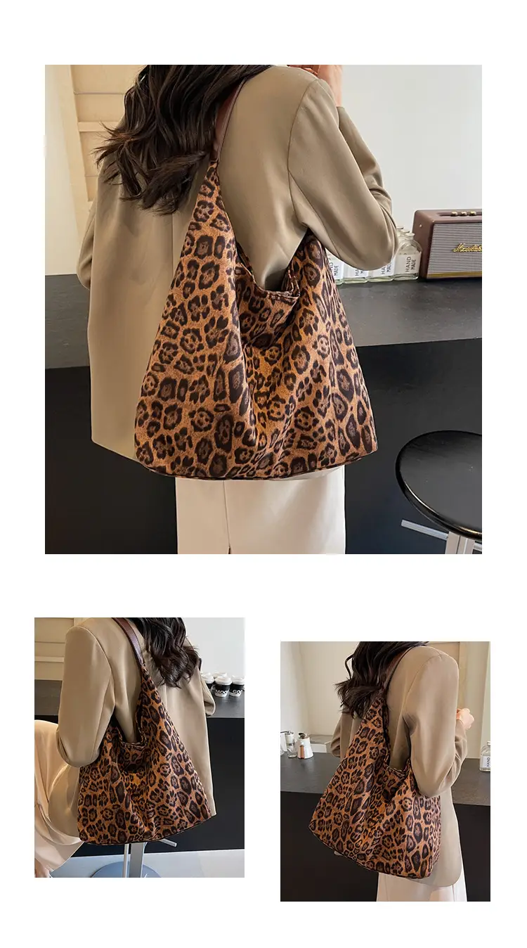 Leopard Print Large Cap Bag Women Retro Texture Shoulder — feature 8
