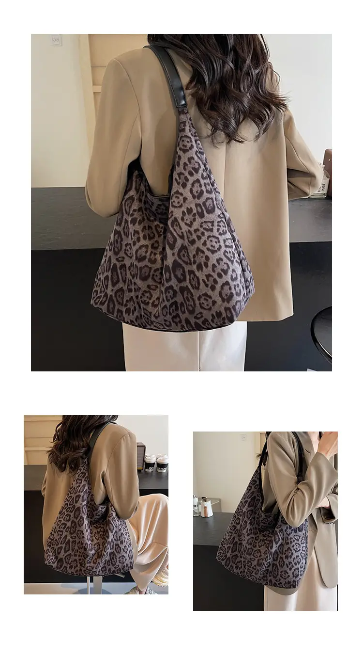 Leopard Print Large Cap Bag Women Retro Texture Shoulder — feature 9