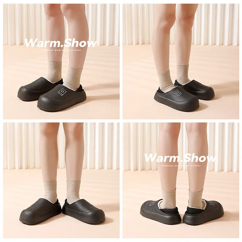 Waterproof Cotton Slippers for Women Winter Plush Warm Fleece-Lined Anti-Slip Men's Cartoon Eva Bear Cotton Shoes Men's Winter Wholesale - Image 8