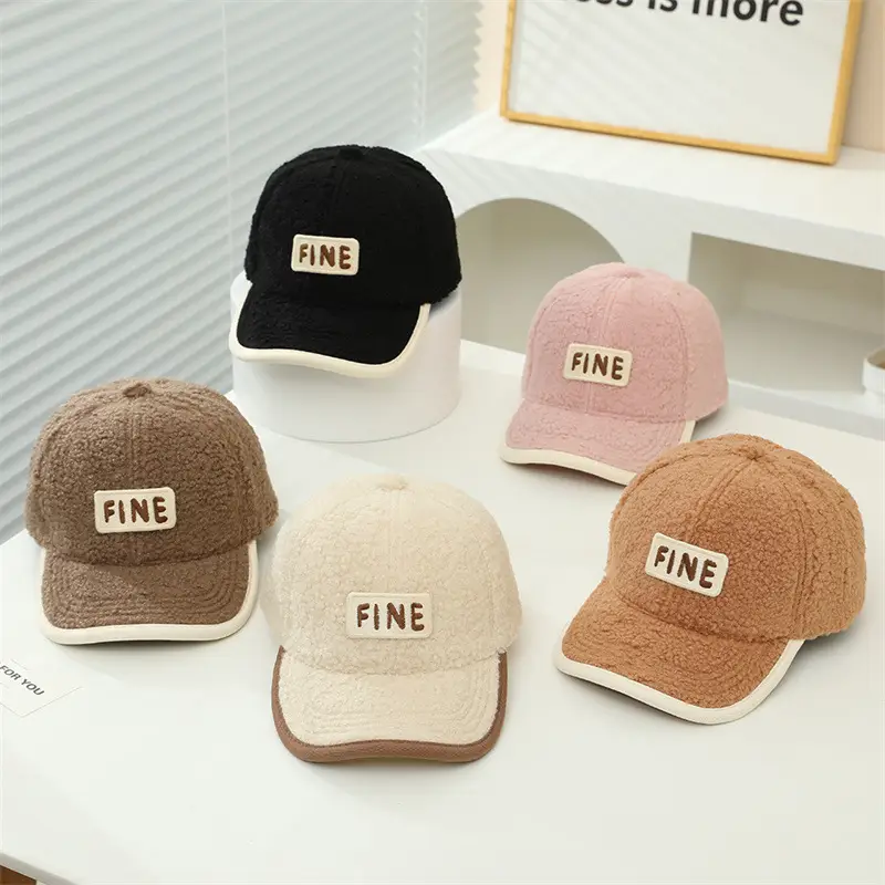 Alphabet Children's Embroidered Lamb Wool Caps - Image 6