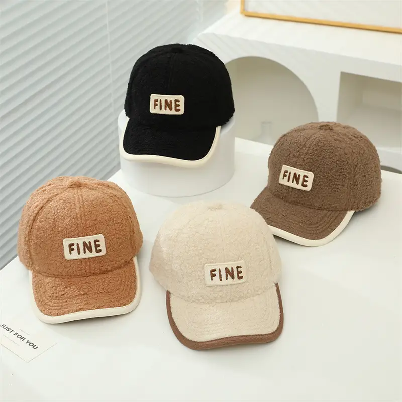 Alphabet Children's Embroidered Lamb Wool Caps - Image 7