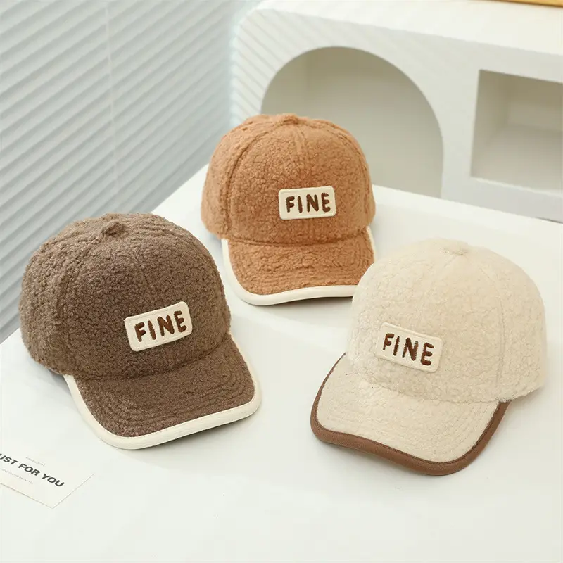 Alphabet Children's Embroidered Lamb Wool Caps - Image 8