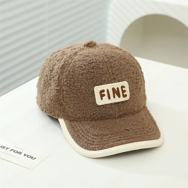 Alphabet Children's Embroidered Lamb Wool Caps - Image 5