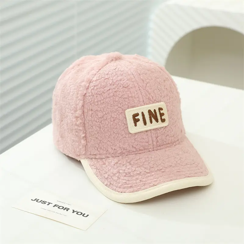Alphabet Children's Embroidered Lamb Wool Caps - Image 2