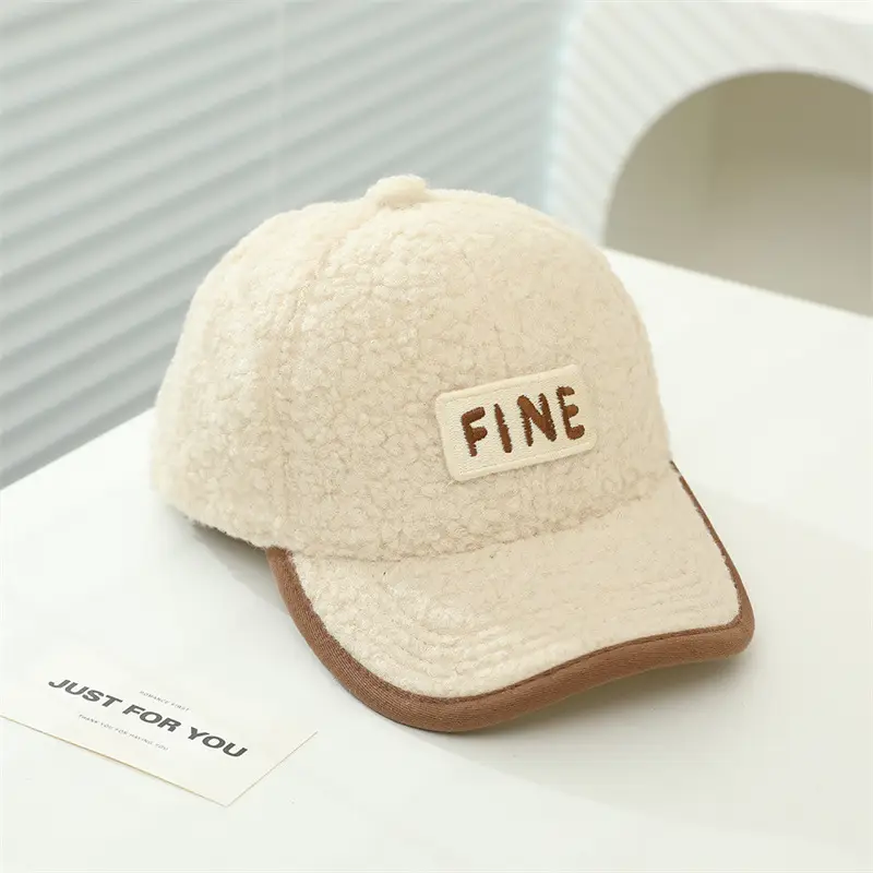 Alphabet Children's Embroidered Lamb Wool Caps - Image 3