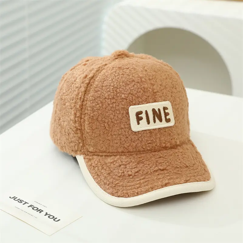 Alphabet Children's Embroidered Lamb Wool Caps - Image 4