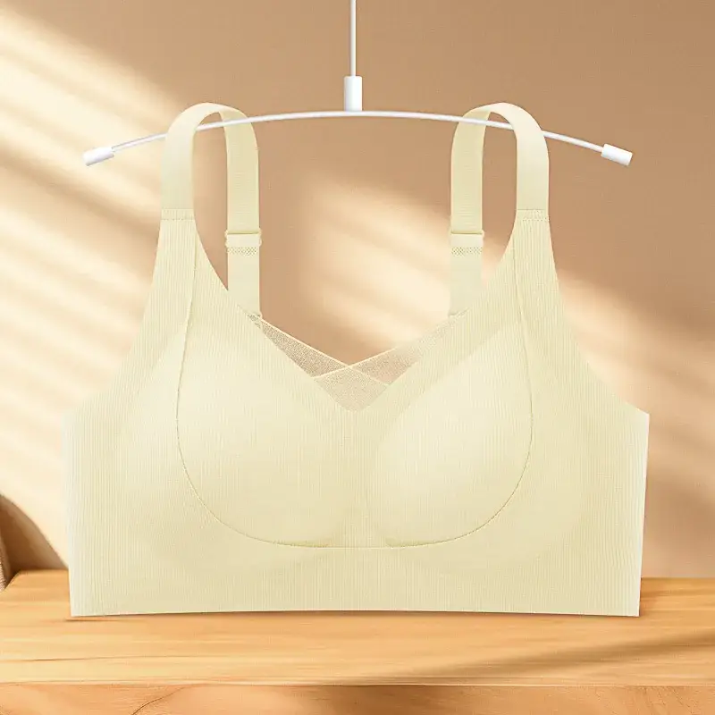 Women's Beige Anti-Sagging Sports Bra Small - Image 2