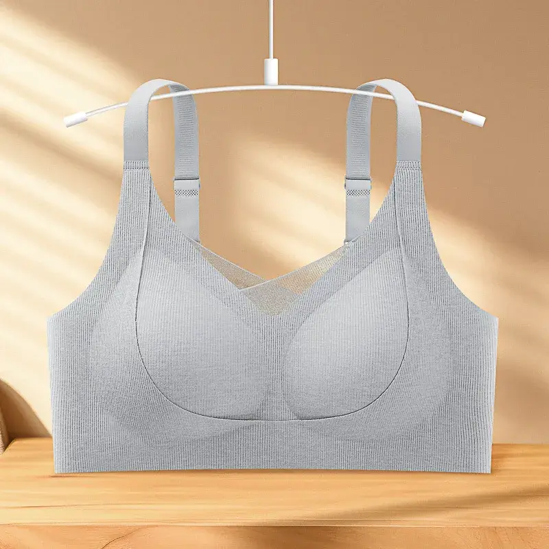 Women's Beige Anti-Sagging Sports Bra Small - Image 4