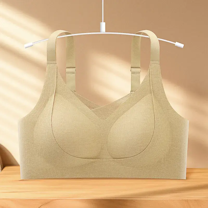 Women's Beige Anti-Sagging Sports Bra Small - Image 5