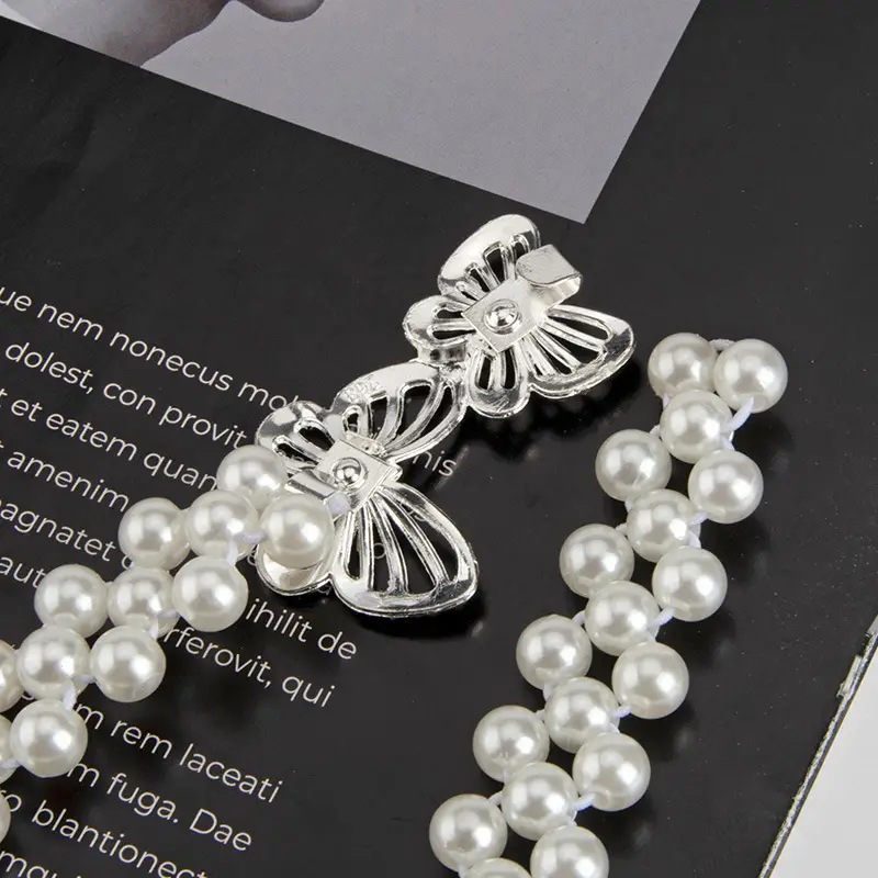 Cross-Country Pearl Waist Chain for Women Butterfly Buckle Belt - Image 5