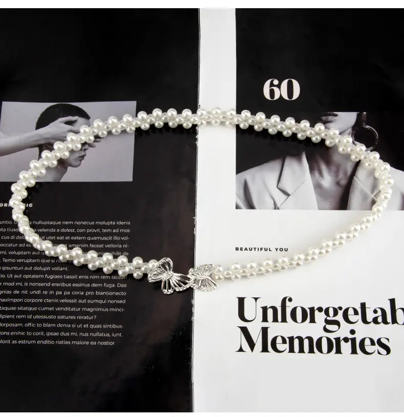 Cross-Country Pearl Waist Chain for Women Butterfly Buckle Belt — feature 3