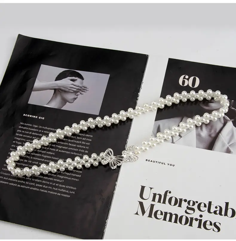 Cross-Country Pearl Waist Chain for Women Butterfly Buckle Belt — feature 7