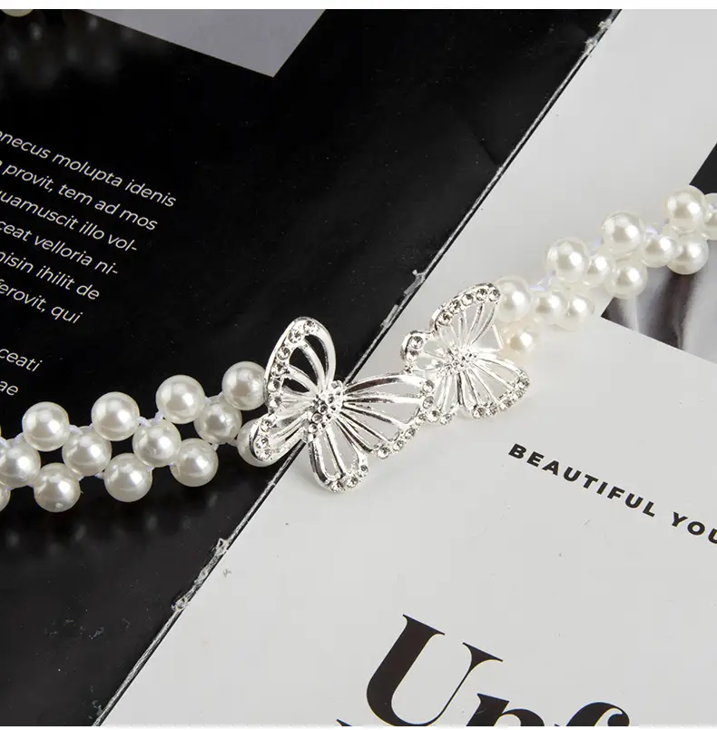 Cross-Country Pearl Waist Chain for Women Butterfly Buckle Belt — feature 8