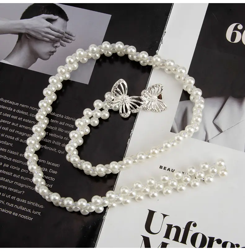 Cross-Country Pearl Waist Chain for Women Butterfly Buckle Belt — feature 9